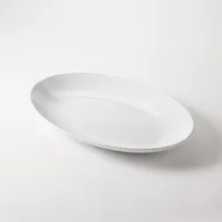 product of American Metalcraft NPW18 Plastic Serving Platter - Oval Melamine, White, 18" x 12" x 1.75" Dinnerware