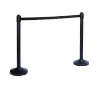 product of American Metalcraft RSBPBL 15" Base x 37" Black Steel Post with 84" Retractable Nylon Belt, 7 ft