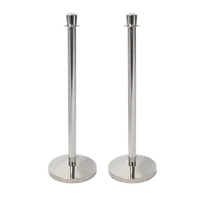product of American Metalcraft RSLWCH Post/Base Set, 2 Polished Steel Posts Urn Top, Flared, 12.5" x 37-1/4" H, No Rope