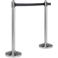 product of American Metalcraft RSRTBK Portable 15"x40" Stainless Post, Single 7-Ft Black Nylon Retract Belt - Set