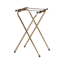 product of American Metalcraft TRSD1815 Tray Stand, 19" L x 15-5/8" W x 31" H, chrome frame black nylon straps folding black feet