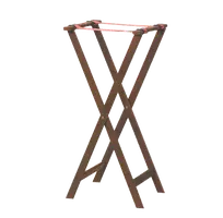product of American Metalcraft WTSM38 Tray Stand - 18" Wide x 38" High, Mahogany Wood, Brown Frame, Black Nylon Folding Straps