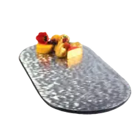 product of Lakeside 2430 Oval Display Tray, 36" x 18" Stainless Steel with Black Vinyl Edges, Feet, Made in USA