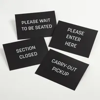 product of American Metalcraft RBHMSG Horizontal Barrier Sign Set, Black/White, 8"W x 10.75"H - 4/Pack