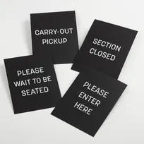 product of American Metalcraft RBVMSG Barrier Sign Set, 8" Vertical Frame, Black with White Writing - 4/Pack