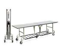 product of Forbes Industries 4943 8-ft. Folding Catering Table, Rectangular Stone Matrix Laminate Top, Brushed Stainless Steel Frame