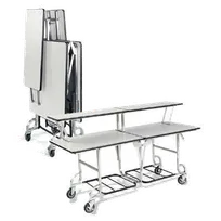 product of Forbes Industries 4946 6-ft. Folding Catering Table, Rectangular, 72in Wide, 2-Tier Stone Matrix Laminate Top, Brushed Stainless Steel Frame
