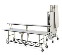 product of Forbes Industries 4948 8-ft. Folding Catering Table, Rectangular Top, Stone Matrix Laminate, Brushed Stainless Steel Frame