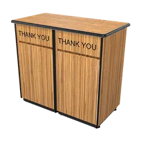 product of Plymold 80200DE Double Waste Receptacle, 47"x26"x43.25", 35-Gal Capacity, Laminated Swing Doors with Thank You Imprint, Magnetic Access, Piano Hinges, Black Metal Base, Laminate Finish, Dur-A-Edge Top, Made in USA