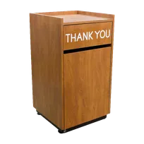 product of Plymold 80501 Trash Can, 35-Gal, 23"x23"x41.5", Laminated Swing Door, Black Metal Base - Made in USA