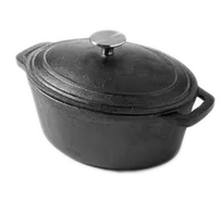 product of American Metalcraft CIPO3 3-Quart Oval Cast Iron Dish With Handles & Lid, 10.6"L x 8.1"W x 4.5"H