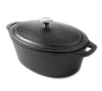 product of American Metalcraft CIPO4 Cast Iron Oval Casserole Dish, 4 Qt, 11.6"L x 8.25"W x 4.5"H, Lid, Hand Wash