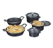 product of American Metalcraft CIPR5526 Cast Iron Baking Dish, 27 oz Round with Lid & Handles