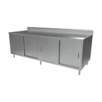 product of BK Resources CSTR5-3684S Cabinet Base with Sliding Doors Chef Table, 84"W x 36"D / Backsplash