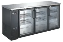 product of SABA SBB-24-72G Cooler, 72-3/4" W x 22-26" D, 19.6 Cu Ft (556 L), Black, 3 Glass Doors, Side-Mounted
