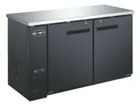 product of SABA SBB-27-58B Back Bar Cooler, 58-7/8" W x 27-32" D, 2-1/2-bbl (88 12-oz), Black SS top 2 swing doors