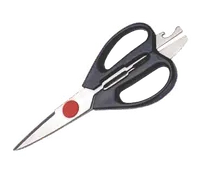 product of Adcraft 6606 Kitchen Shears, Stainless Steel Blades with Black Polypropylene Handles, 9" Length