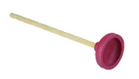 product of Carlisle 36438600 Flo-Pac Toilet Plunger, 6" Diameter Cup Suction, 18" Wood Handle, Red Finish