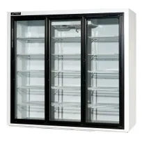 product of Powers FR77SD Floral Merchandiser, 77" W, 72 cu ft, 3-section, 1/2 HP, 115V, LED Lighting, Stainless Steel Floor