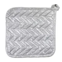 product of Browne USA 542208 Pot Holder - 8" Square Cotton, Silver, Silicone Interior, Resistant to 200°F 93°C