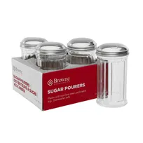 product of Browne USA 575231 Sugar Pourer, 12 Oz, 3" Dia x 5-3/5" H, Spout, Clear Plastic, Steel Top - 4/Set