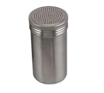 product of Browne USA 575673 Dredge Shaker, 16 Oz, 2-3/4" Dia x 5-1/2" H, Stainless Steel, Perforated Top, Lid