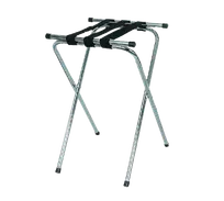 product of Browne USA 575696 Tray Stand, 19-1/2" x 15" x 31-1/2" Powder-Coated Steel, Silver Frame, Black Straps, Double Bar