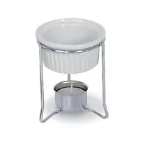 product of Browne USA 575767 Butter Warmer, 4-Oz, 3-1/2" x 4-3/10" Stoneware Pot, Chrome-Plated Frame