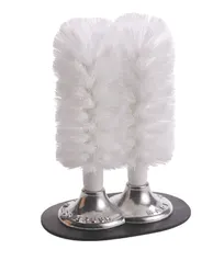 product of Browne USA 616112 Manual Glass Brush, 8½" Double Head, Suction Base, White Nylon Brushes – 2 Brush