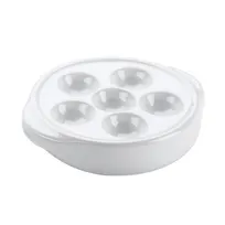 product of Browne USA 744041 Escargot Plate, 5" Dia. X 1-1/2" H, 6-Hole White Stoneware Dinnerware