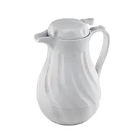 product of Browne USA 744228 Beverage Server, 64 oz (1.9 L), 11-1/2" White Plastic, Swirl with Thumb Lever