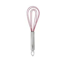 product of Browne USA 74696805 Flat Whisk, 8" Stainless Steel Red Non-Stick Coating - Heat-Resistant Tool