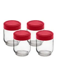 product of Browne USA 747361 - CUISIPRO Leak‑Proof Jar Set, 160 ml, 2.6" L x 2.6" W x 3.5" H, Red - 4/Set