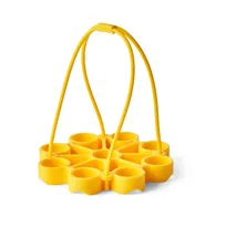 product of Browne USA 74792117 Egg Rack 6.25"x6.25"x0.75" Yellow Silicone 9-Egg Fits 3-8 QT 425°F Dishwasher