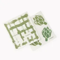 product of Browne USA 747950 - Kitchen Towel, 7.87x6.7 in, Green Stripe/Artichoke, 100% Biodegradable, Plant-Based Ink, Safe