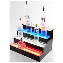 product of Victory LBD4-36L LED Lighted Liquor Display, 4‑Tier 36" Black Gloss, Acrylic Top, 32‑Bottle, Ctrl
