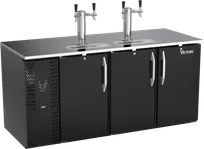 product of Victory VDD72HC-B Keg Cooler, 72"W x 30"D x 49"H, Black, 2‑Column Faucet Towers, 3‑Half‑Barrel