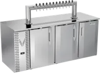 product of Victory VDD78HC-S-12T Keg Cooler, 78"W x 30"D x 49"H, Steel, 4 Kegs, 12‑Tap Tower, Door Locks, R290