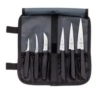 product of Mercer M12610 7-Piece Carving Set - 2" & 2½" Thai Fruit, 3½"/4"/5" Jpn, 2½" Peel, Roll, NSF