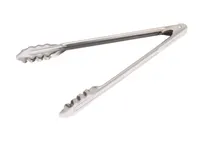 product of Mercer M21512 12" Utility Tongs, Scalloped End, Flat Spring, 18/0 Stainless Steel - Plating Tweezers