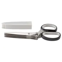 product of Mercer M35150 Herb Scissors - 7-3/5" 18/8 Stainless Steel, Black Handle with White Inside, Cover