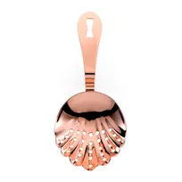 product of Mercer M37029CP Julep Strainer, 7" Length, Scalloped, Welded Handle/Hole 18/8 Stainless Copper-Plated