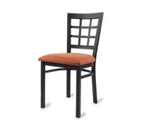 product of Original Wood Seating M33 GR7 Side Chair, Window Back, Upholstered Seat, Black Powder Coat