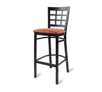 product of Original Wood Seating M33B GR8 Armless Bar Stool, Upholstered Seat, Black Powder Coat, Grade 8 Upholstery