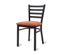 product of Original Wood Seating M45 GR7 Ladder Back Side Chair, Upholstered Seat, Black Powder Coat, Grade 7 Upholstery