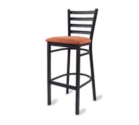 product of Original Wood Seating M45B GR7 Armless Ladder Back Bar Stool, Upholstered Seat, Black Powder Coat, Grade 7 Upholstery