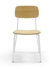 product of Original Wood Seating M54-WHT-N Canal Stacking Side Chair, Wood Back & Seat, White Frame