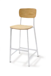 product of Original Wood Seating M54B-WHT-N Canal Stacking Side Chair, White Metal Frame, Natural Veneer Plywood