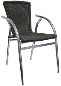 product of Atlanta Booth & Chair A026 Patio Arm Chair, Rattan Wicker, Aluminum Frame, Coffee