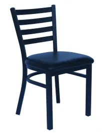 product of Atlanta Booth & Chair M101 Ladder Back Metal Chair, Black Textured Frame, Wood Seat